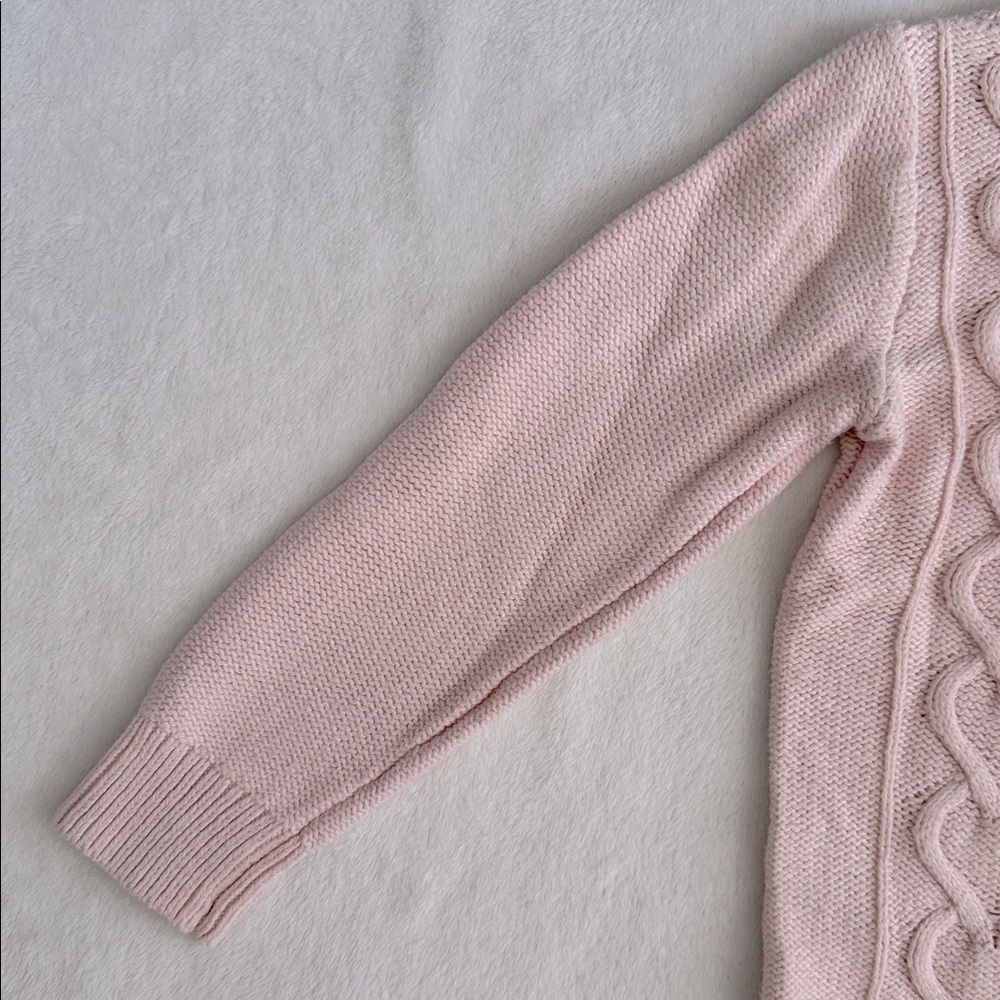 Crewcuts | Cable Knit Heart Design Cotton Sweater Pale Pink (8) - Picture 3 of 11